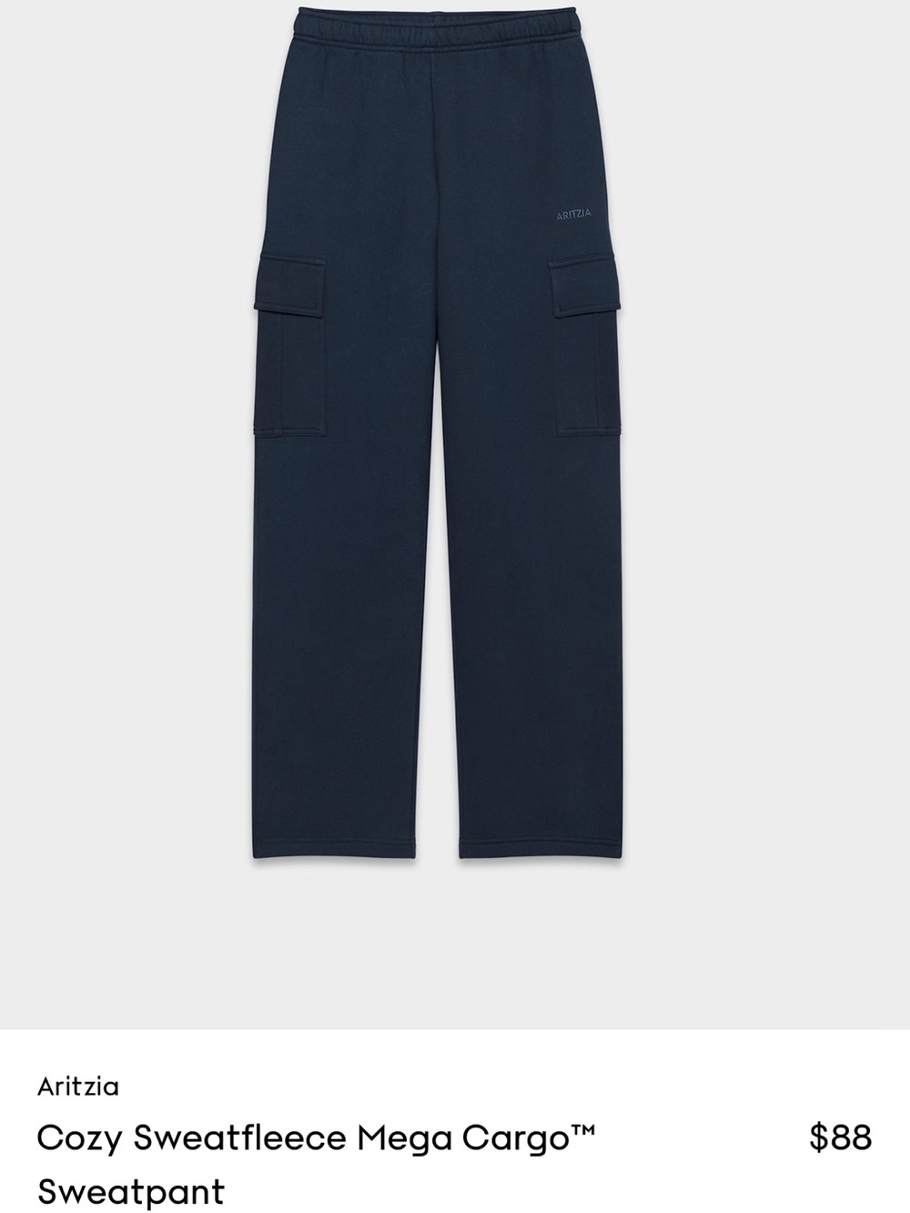 Aritzia Women’s Cozy SweatFleece Mega Cargo Pants  In L TALL